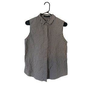 Jenni Kayne gingham sleeveless button up collar shirt